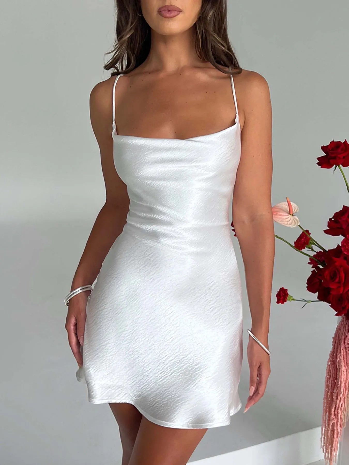 Crisscross Tie Back Mini Cami Dress - Blushé Belle