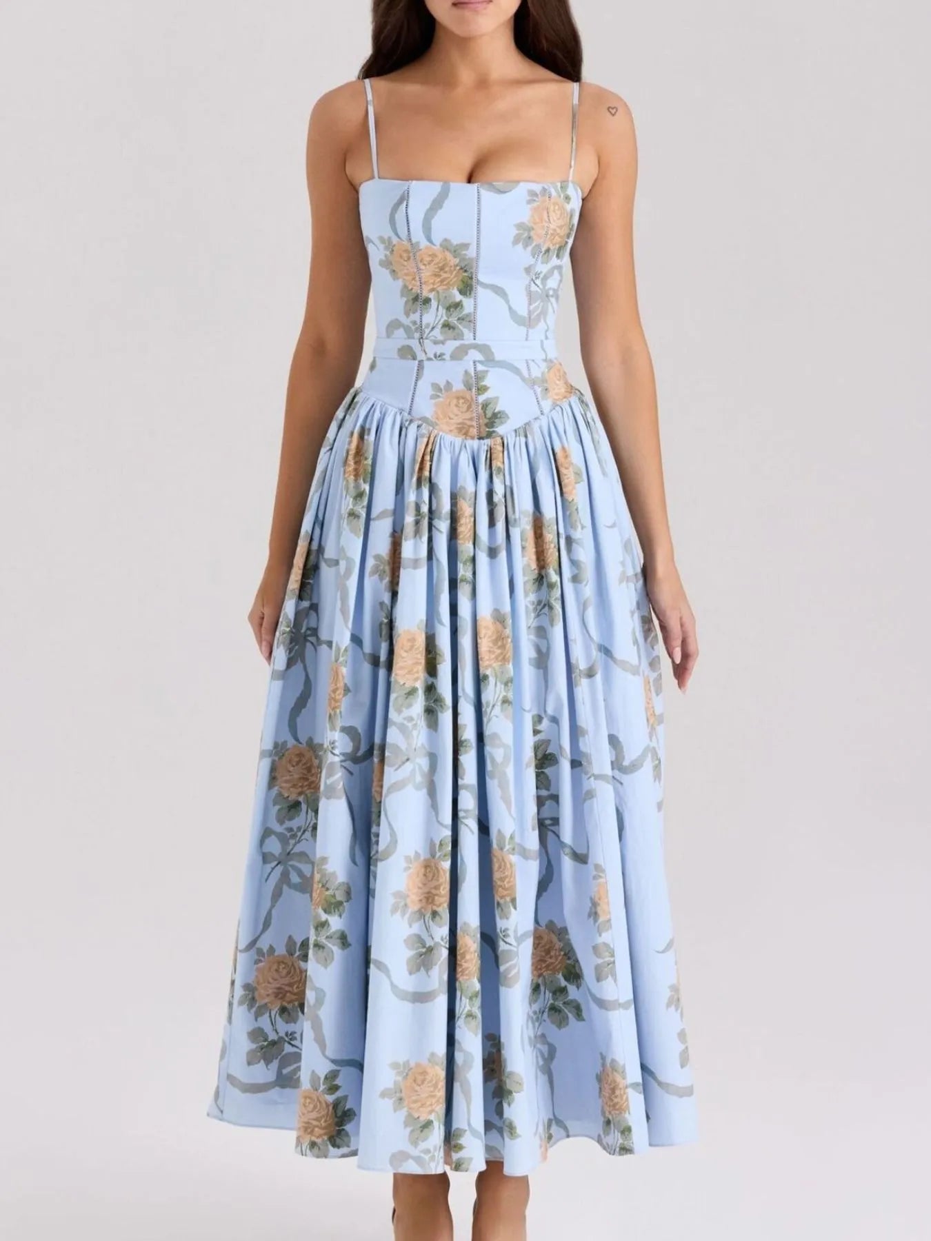 Floral Print Square Neck Cami Maxi Dress - Blushé Belle