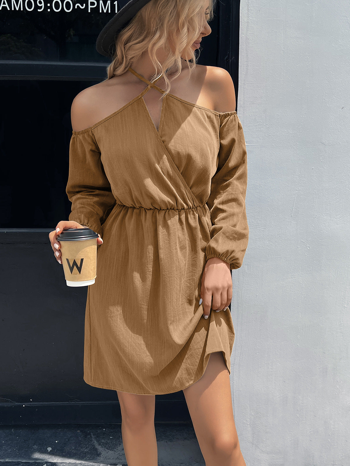 Ivy Lane Cold-Shoulder Crisscross Mini Dress - Blushé Belle