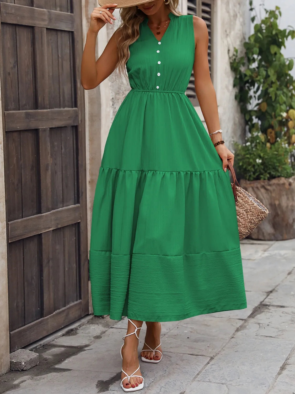 Notched Sleeveless Maxi Tank Dress - Blushé Belle