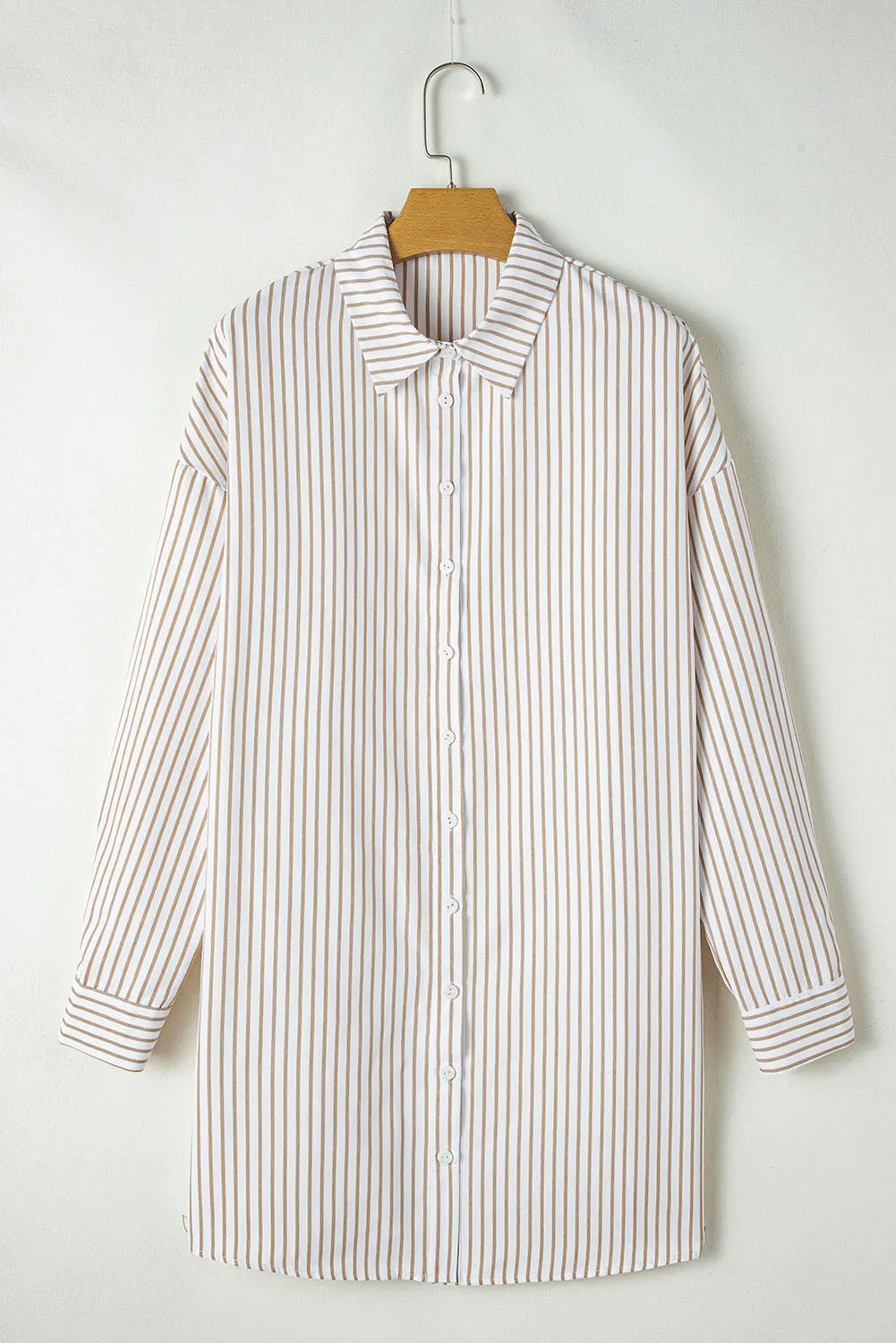 Striped Long Sleeve Mini Shirt Dress - Blushé Belle