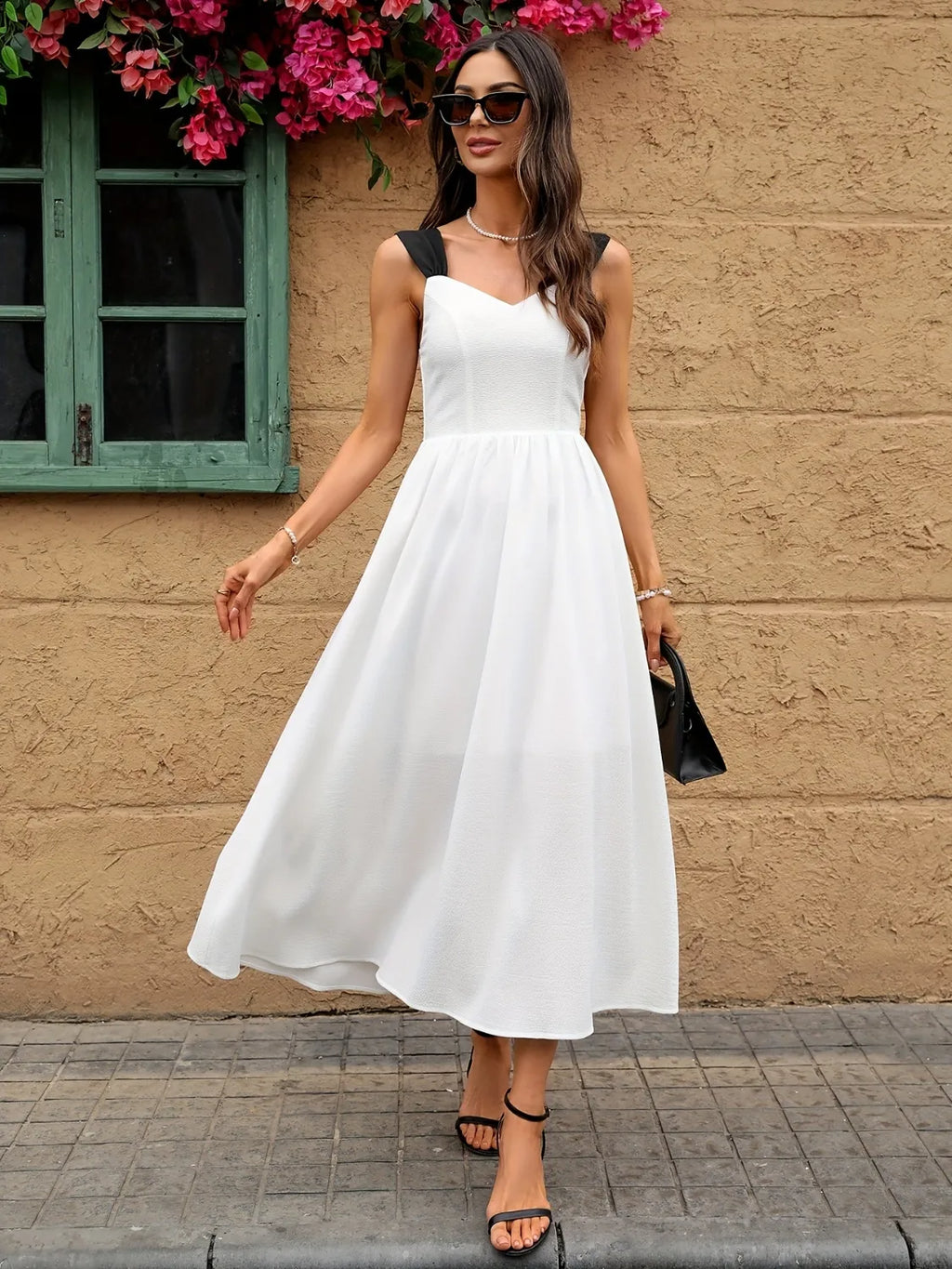 Sweetheart Neck Wide Strap Midi Dress - Blushé Belle