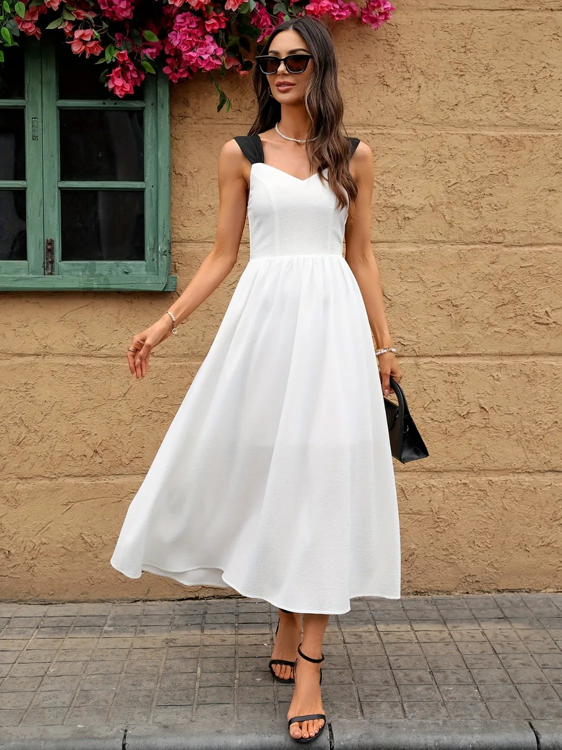 Sweetheart Neck Wide Strap Midi Dress - Blushé Belle