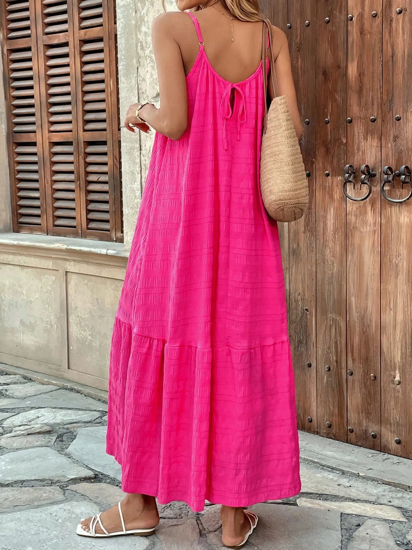 Scoop Neck Tiered Maxi Cami Dress - Blushé Belle