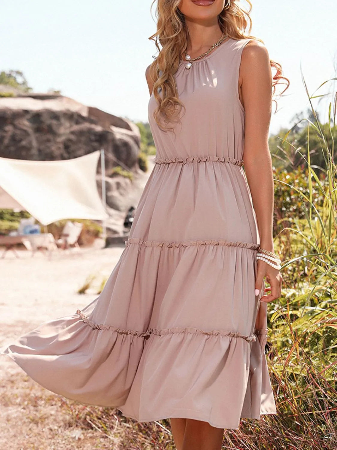 Frill Tiered Midi Dress - Blushé Belle