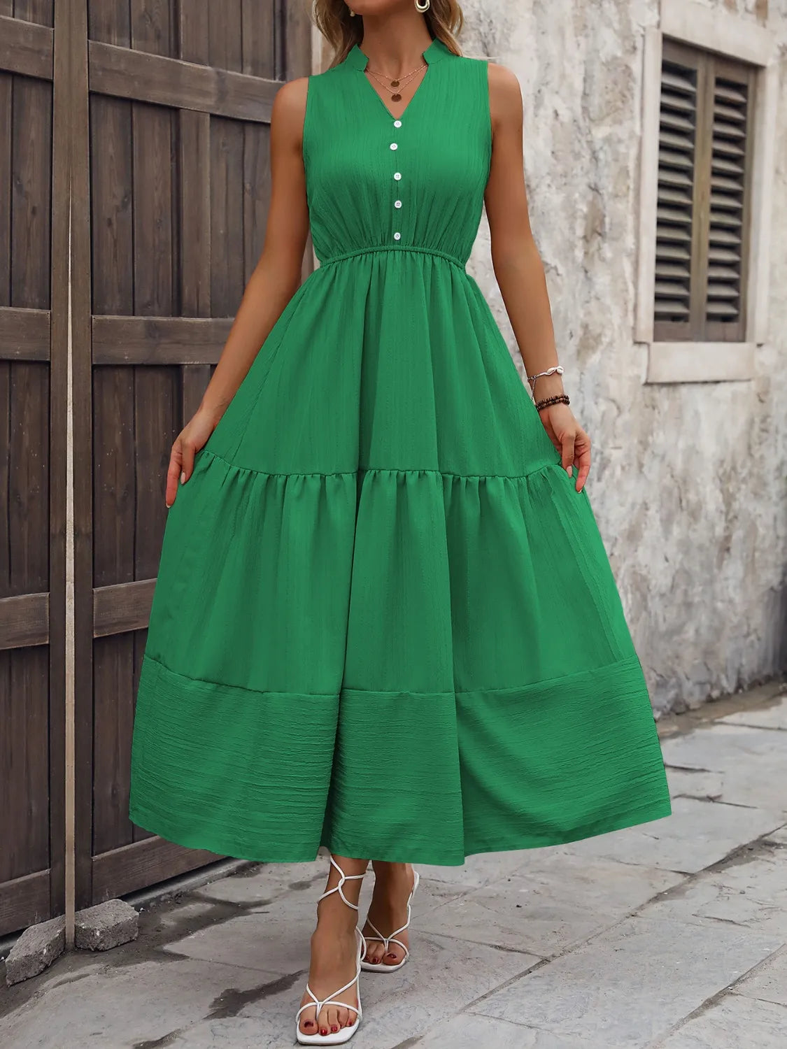 Notched Sleeveless Maxi Tank Dress - Blushé Belle