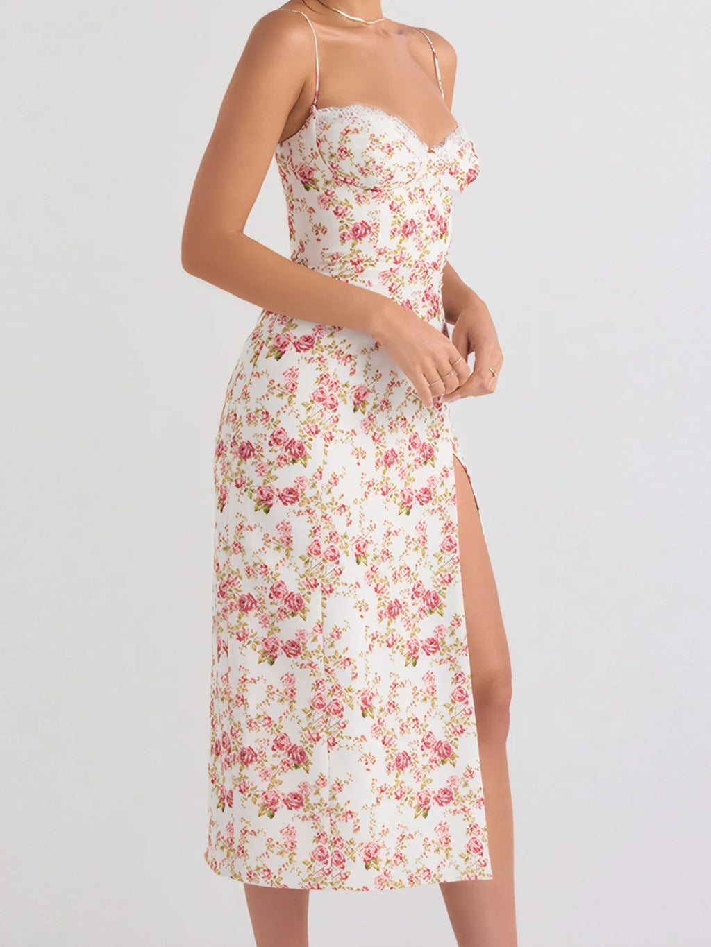 Split Printed Sweetheart Neck Cami Dress - Blushé Belle