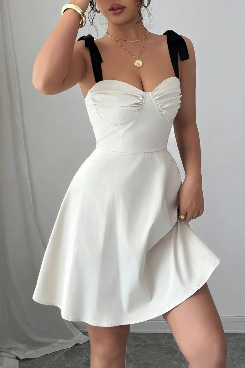 Sweetheart Neck Tie Shoulder Dress - Blushé Belle