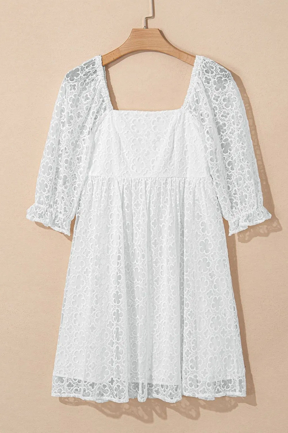 Lace Puff Sleeve Empire Waist Mini Dress - Blushé Belle