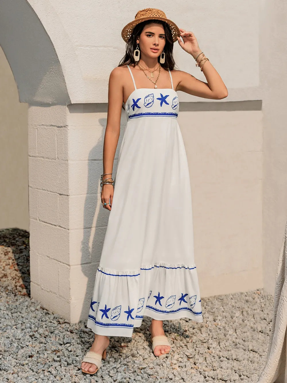 Printed Square Neck Maxi Cami Dress - Blushé Belle