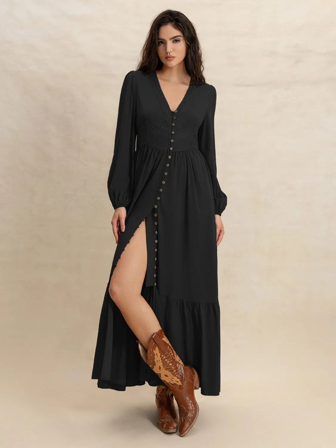 V-Neck Long Sleeve Dress - Blushé Belle