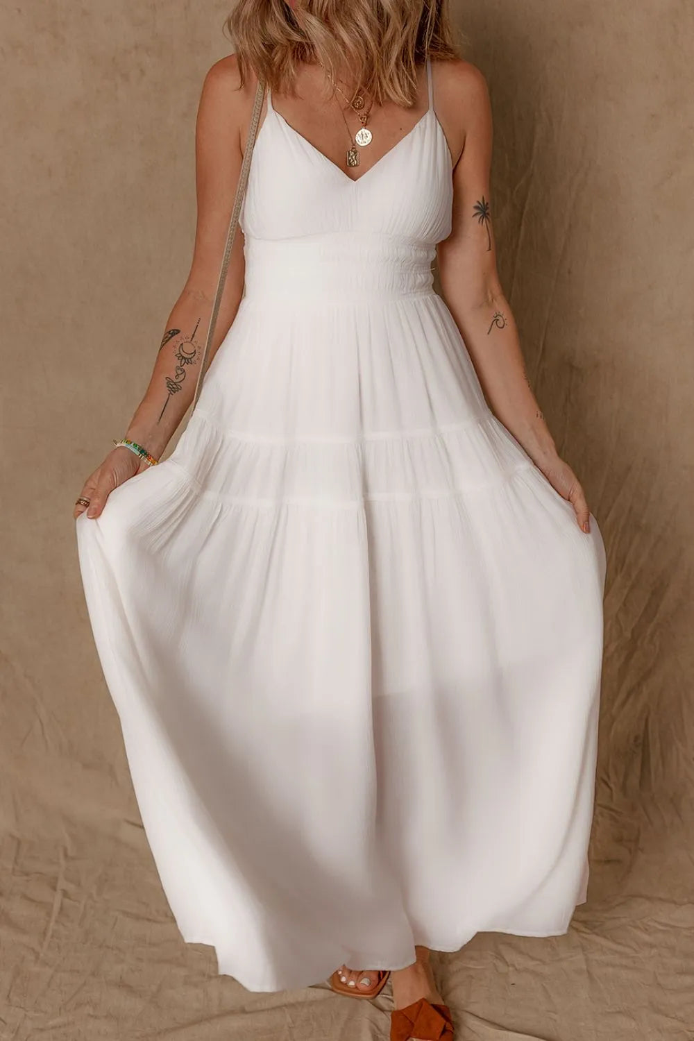 V-Neck High Waist Cami Dress - Blushé Belle