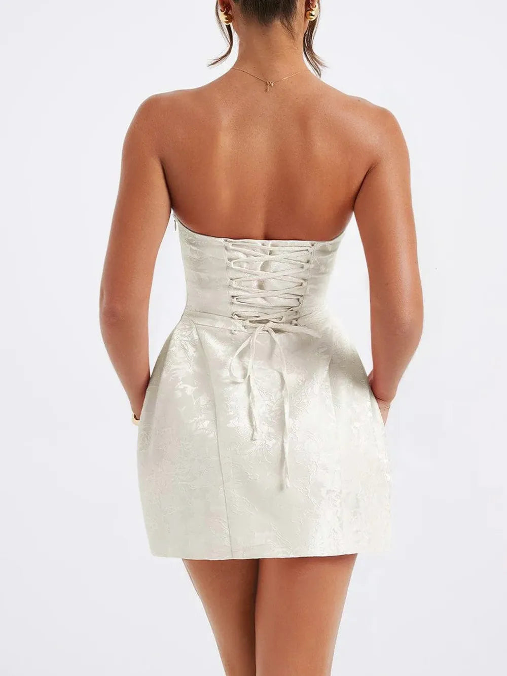 Lace-Up Sleeveless Satin Mini Dress with Bow - Blushé Belle
