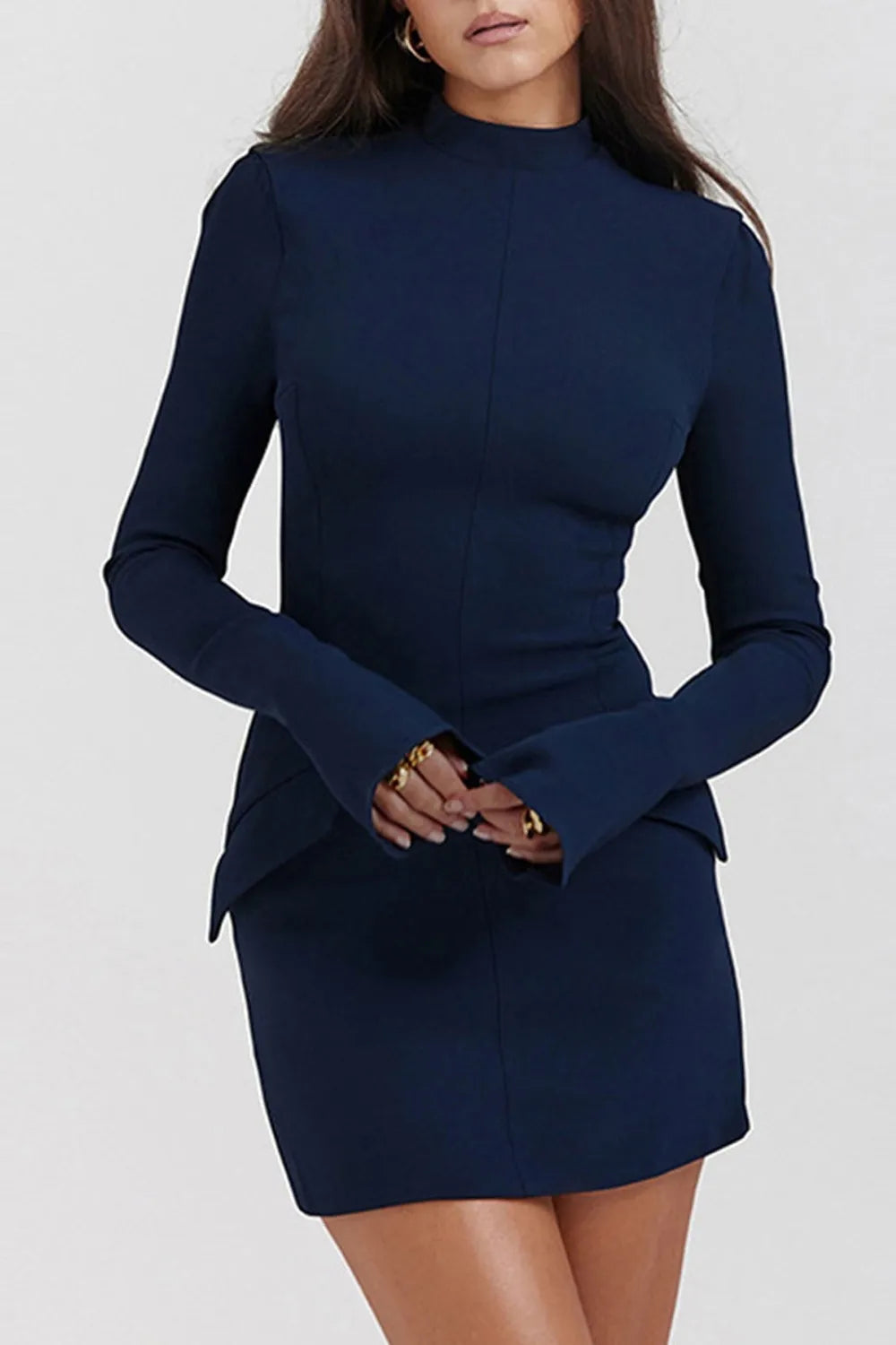 Mock Neck Long Sleeve Mini Dress - Blushé Belle