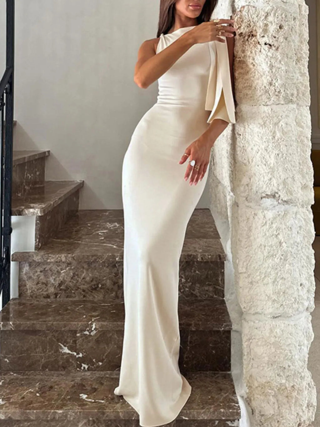 Asymmetrical Tied Sleeveless Maxi Dress - Blushé Belle