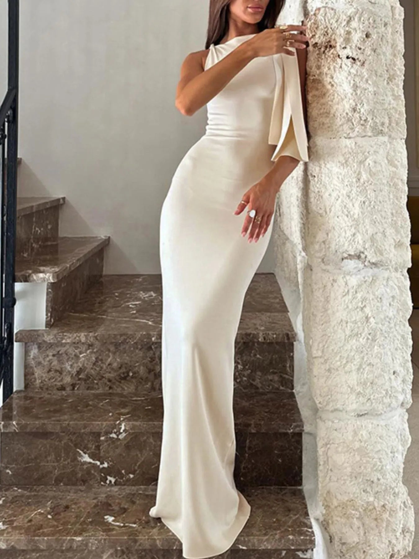 Asymmetrical Tied Sleeveless Maxi Dress - Blushé Belle