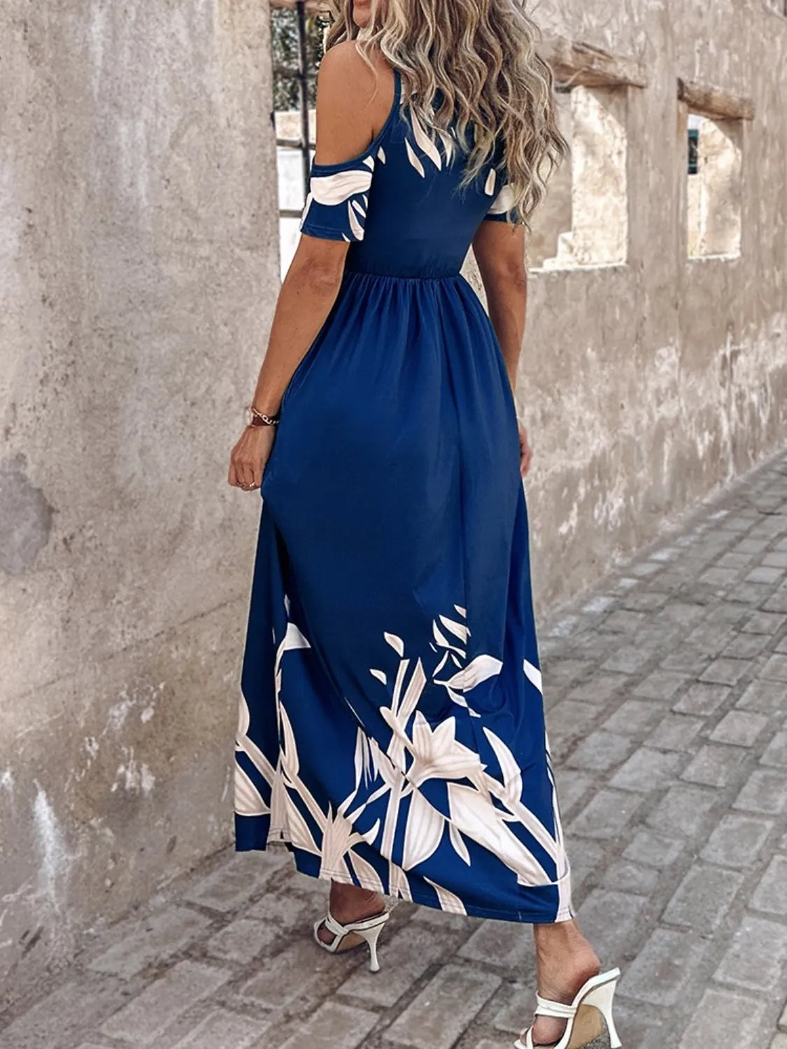 Printed Cold Shoulder Dress - Blushé Belle