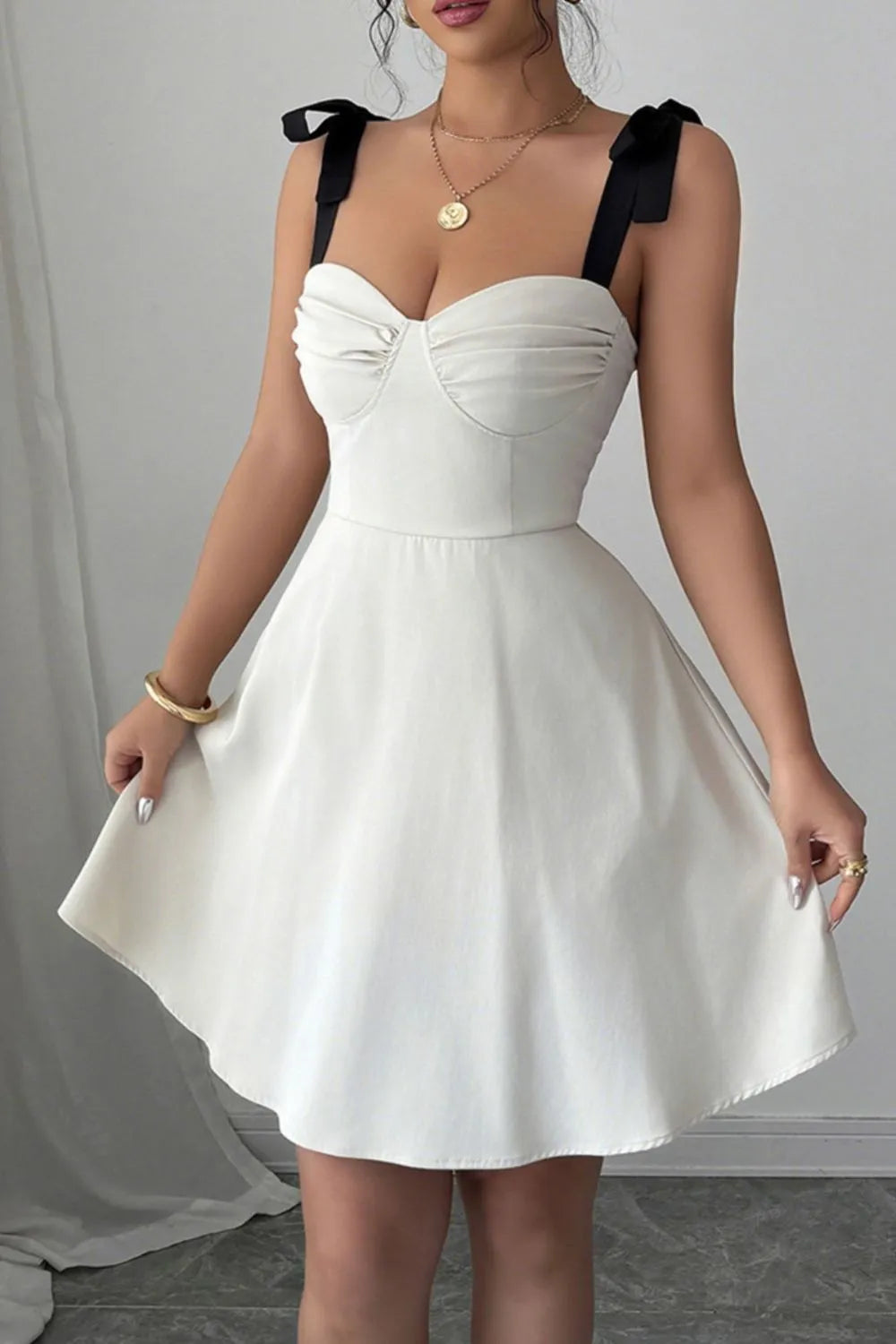 Sweetheart Neck Tie Shoulder Dress - Blushé Belle