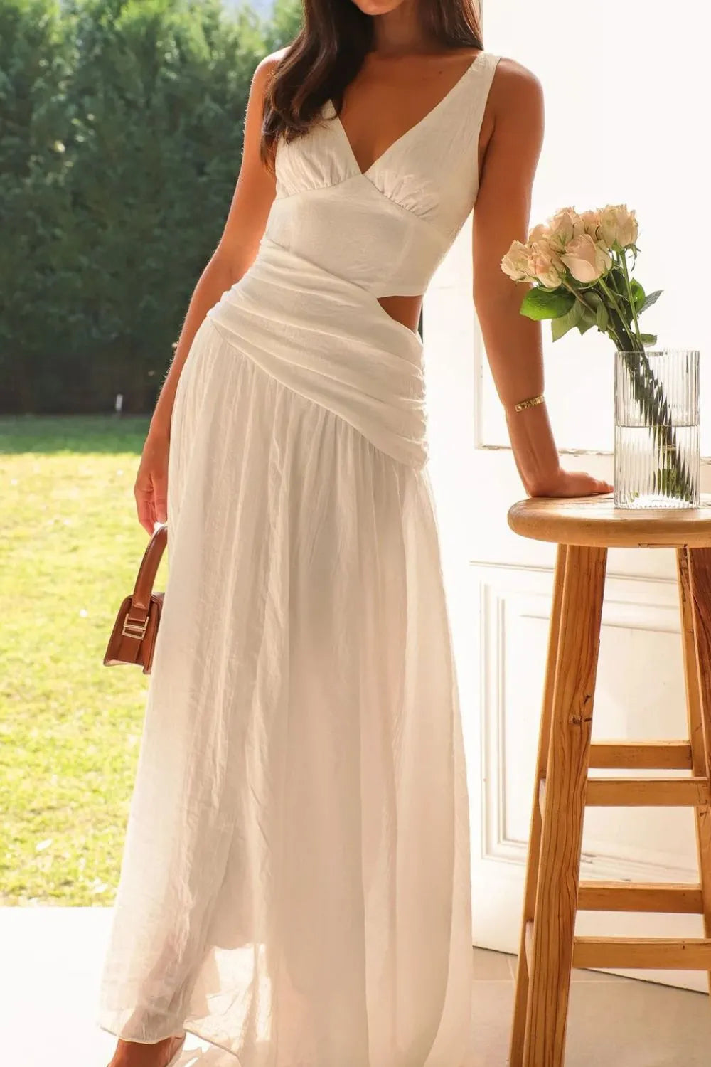 Cutout Back V-Neck Dress - Blushé Belle