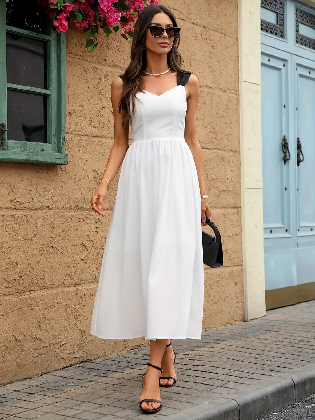 Sweetheart Neck Wide Strap Midi Dress - Blushé Belle