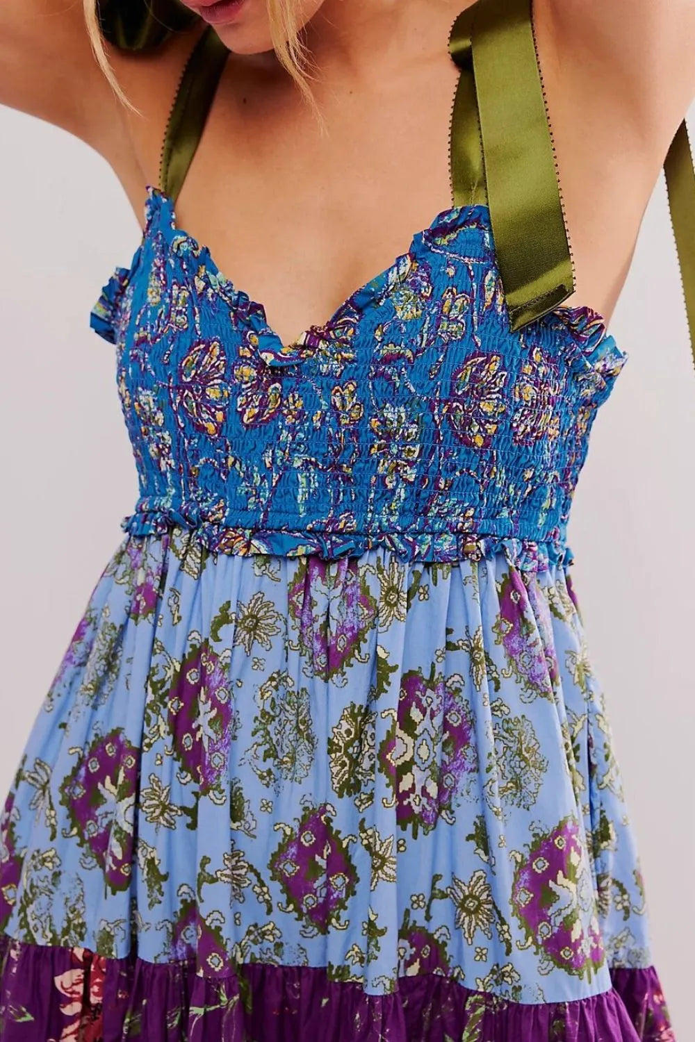 Floral Tiered Maxi Dress with Mixed Print Design - Blushé Belle