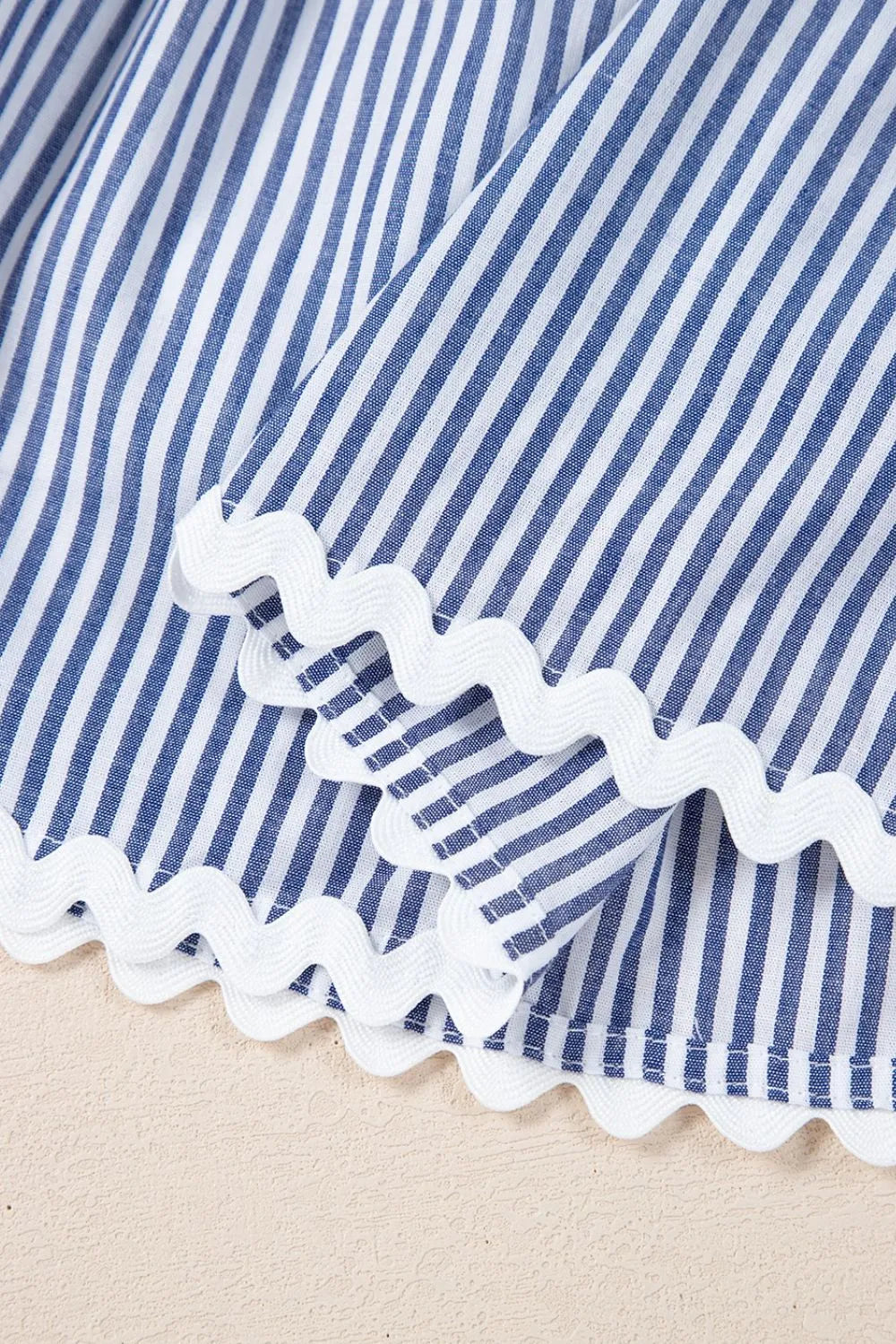 Stripe Sleeveless Notched Ric Rac Mini Dress - Blushé Belle