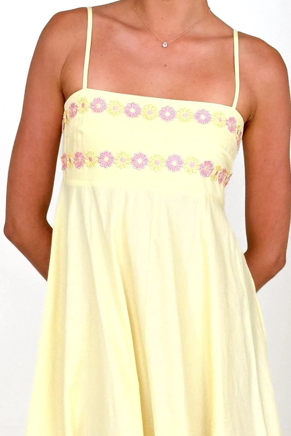 Floral Embroidered Spaghetti Strap Maxi Dress - Blushé Belle