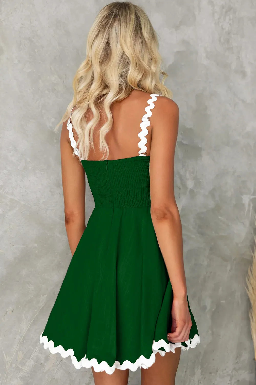 Contrast Trim Square Neck Mini Dress - Blushé Belle