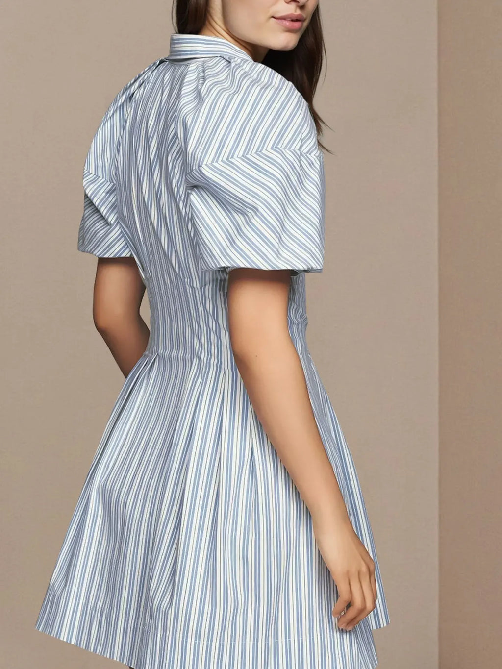 Striped Button Front Shirt Dress - Blushé Belle