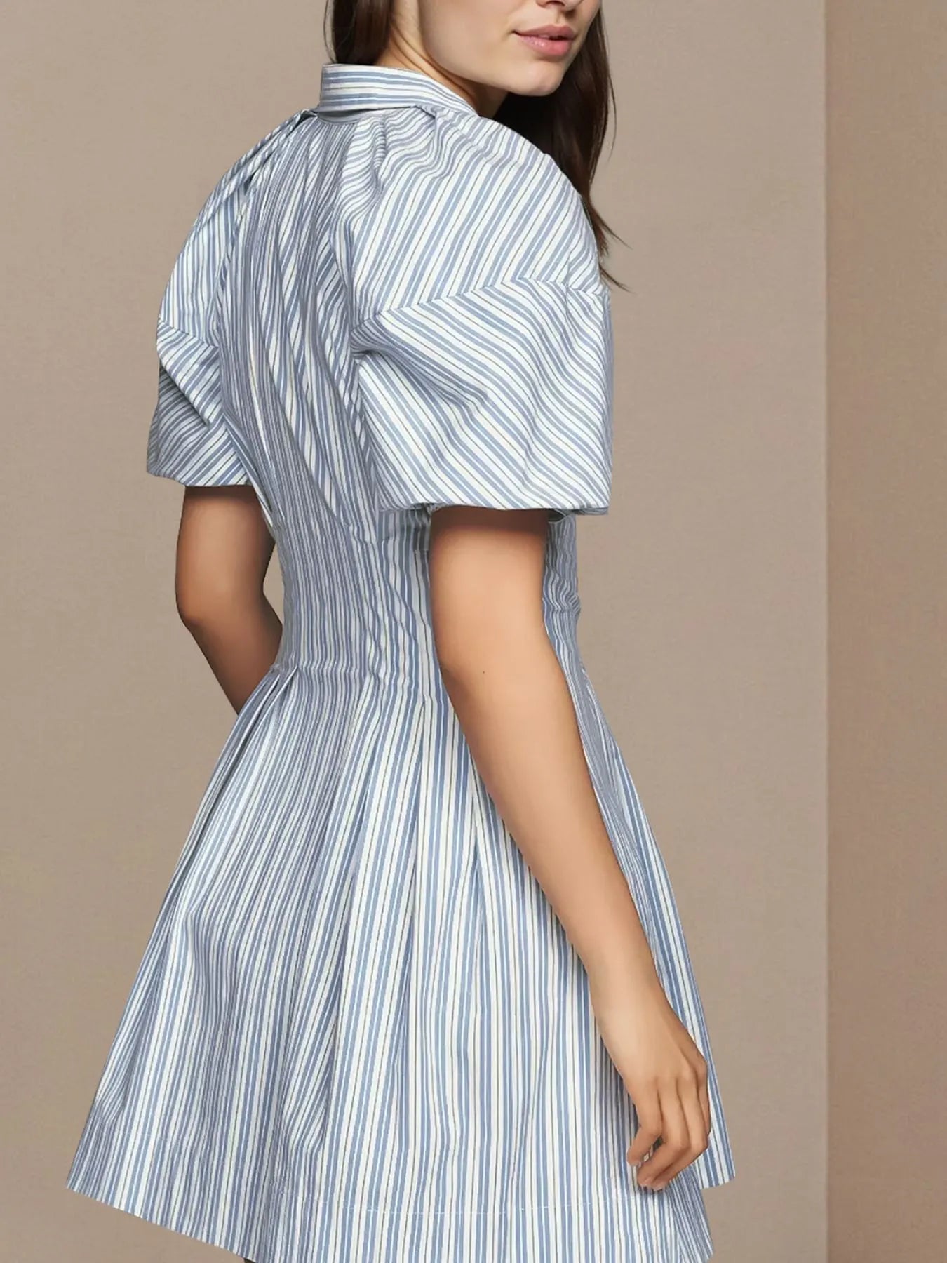 Striped Button Front Shirt Dress - Blushé Belle