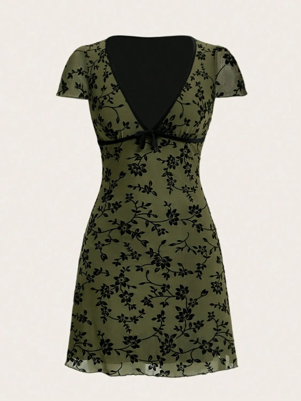 Printed V-Neck Short Sleeve Mini Dress - Blushé Belle