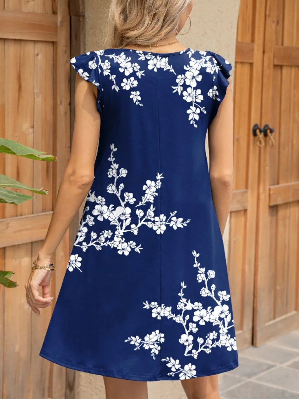 Ruffled Printed Cap Sleeve Mini Dress - Blushé Belle