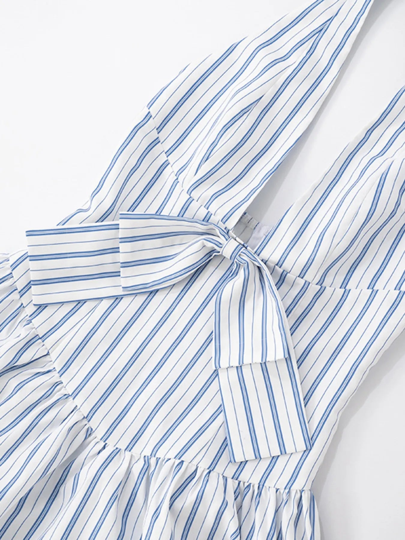 Striped Halter Neck Midi Dress with Tie Front Detail - Blushé Belle