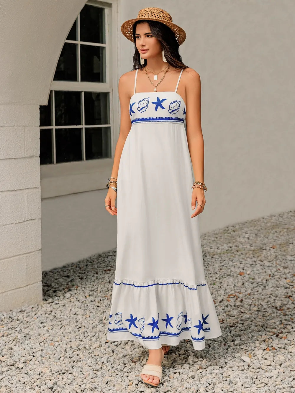 Printed Square Neck Maxi Cami Dress - Blushé Belle