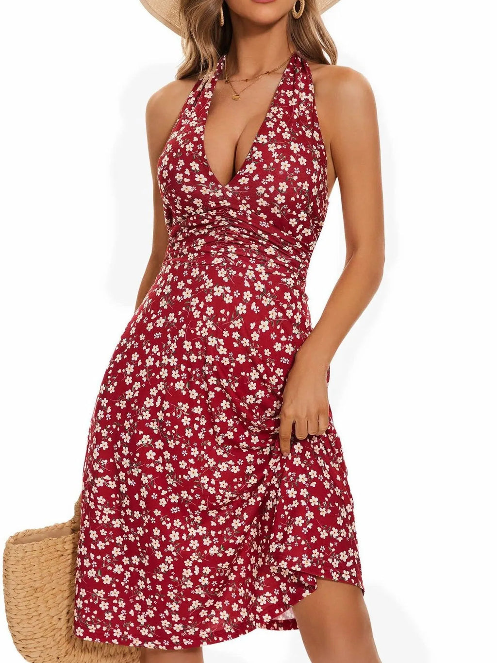 Printed Halter Neck Dress - Blushé Belle