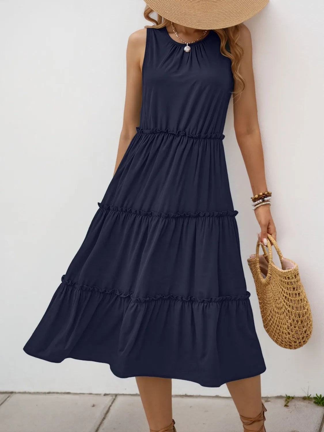 Frill Tiered Midi Dress - Blushé Belle