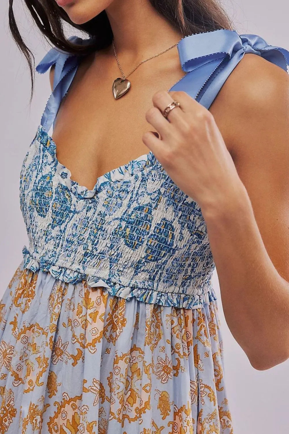 Floral Tiered Maxi Dress with Mixed Print Design - Blushé Belle