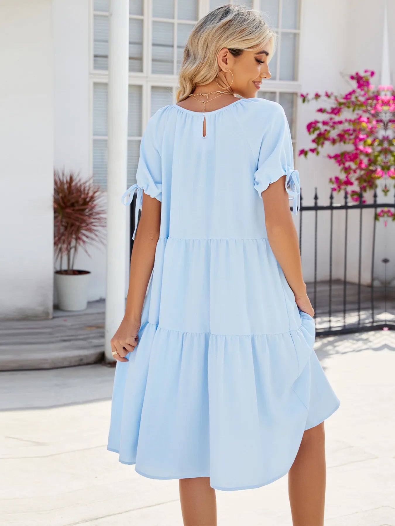 Tiered Round Neck Summer Dress - Blushé Belle