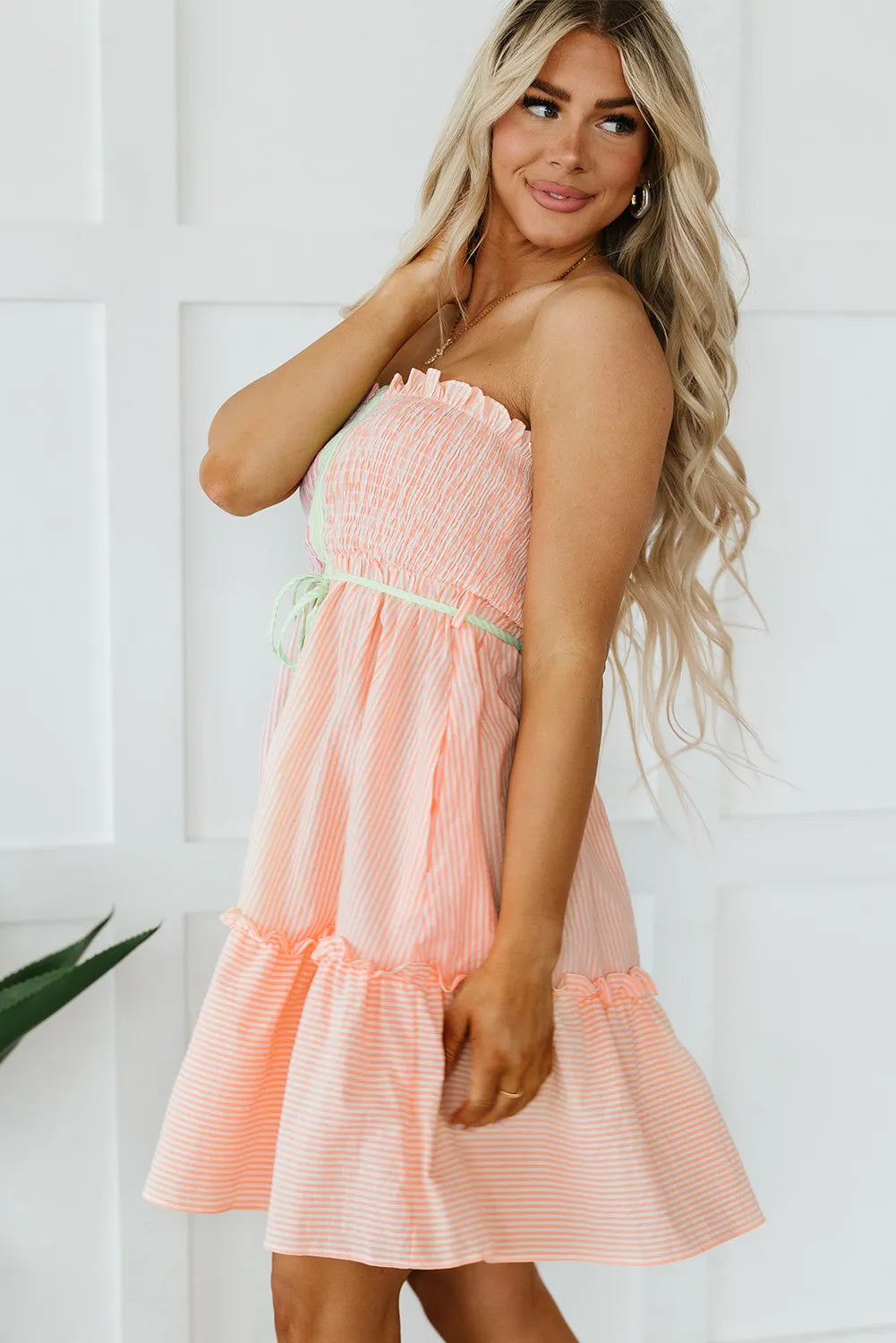 Contrast Smocked Tube Mini Dress - Blushé Belle