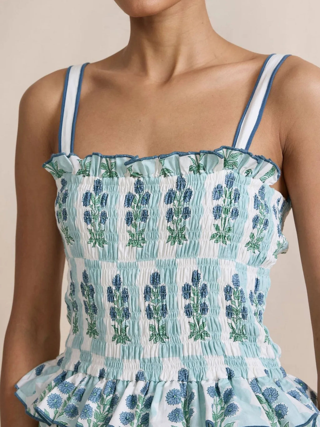 Bohemian Floral Print Smocked Tiered Maxi Dress - Blushé Belle