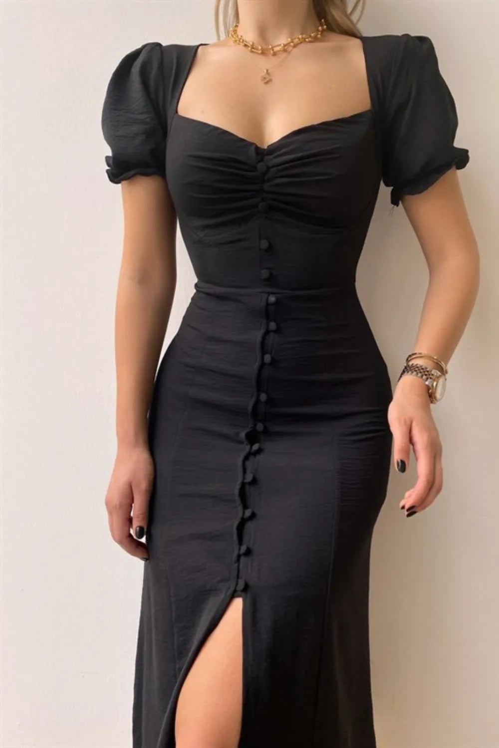 Sweetheart Neck Short Sleeve Dress - Blushé Belle