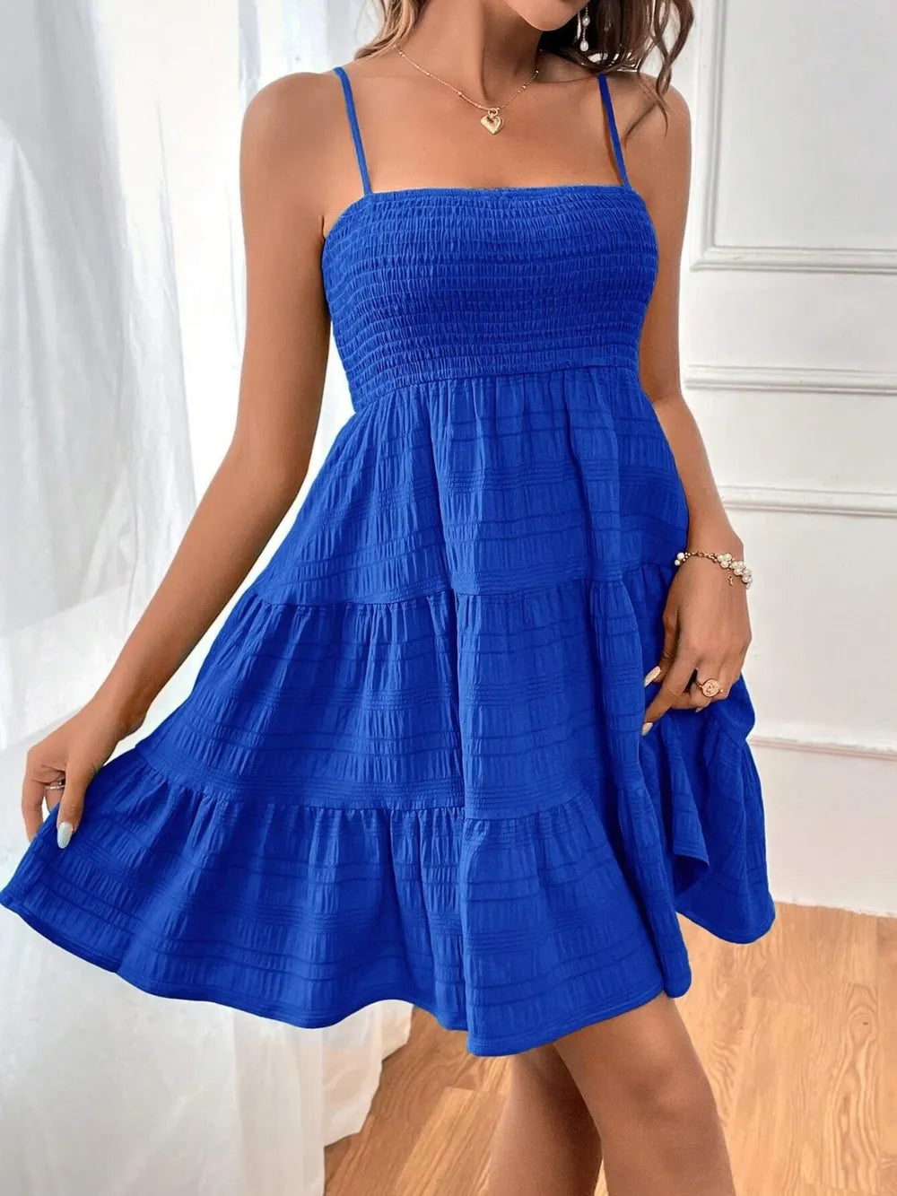 Tiered Smocked Square Neck Cami Dress - Blushé Belle