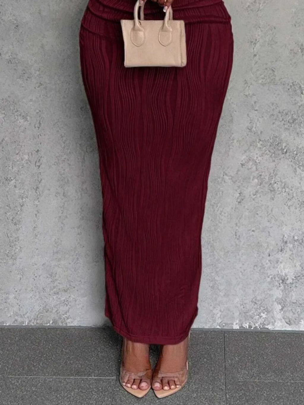 Textured Single Shoulder Bodycon Maxi Dress - Blushé Belle