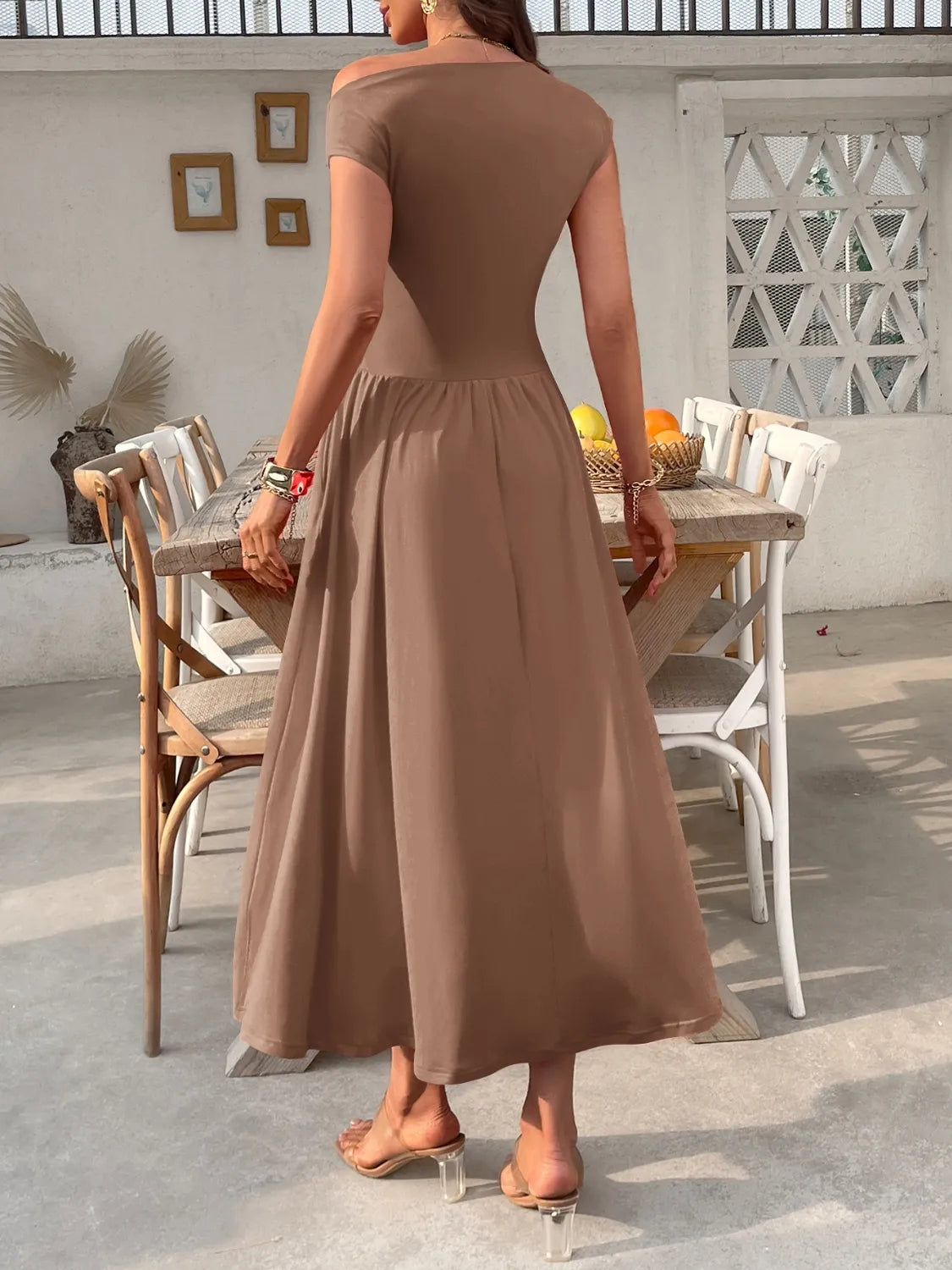 Single Shoulder Midi Dress with Pockets - Blushé Belle