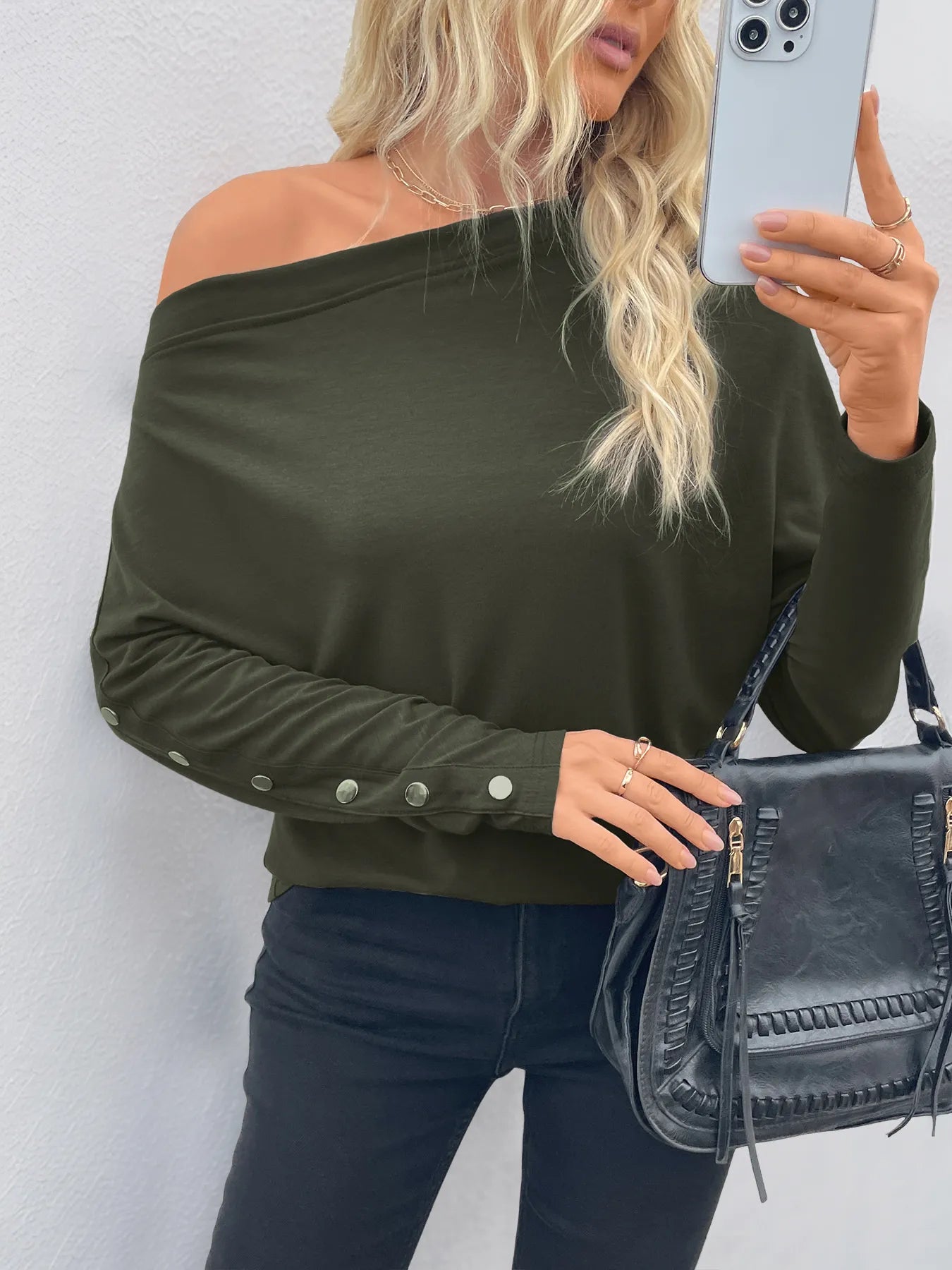 Single Shoulder Long Sleeve T-Shirt - Blushé Belle