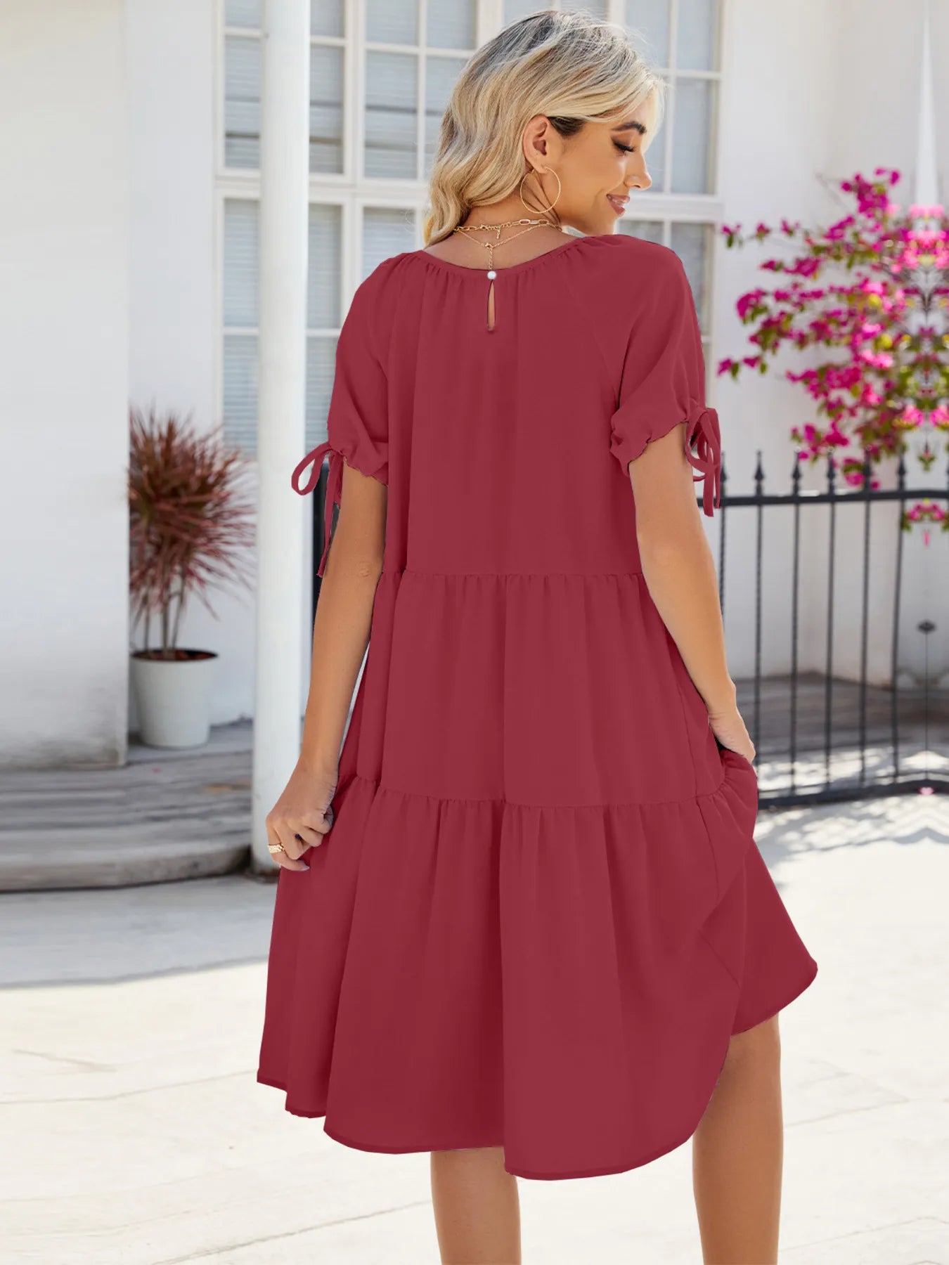 Tiered Round Neck Summer Dress - Blushé Belle