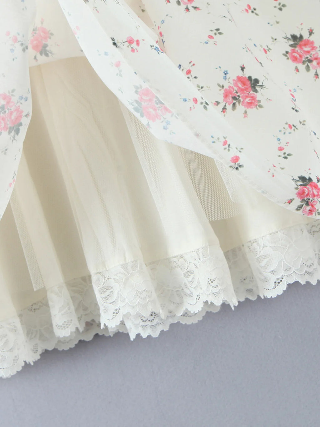 Off-Shoulder Floral Lace Trim Mini Dress - Blushé Belle