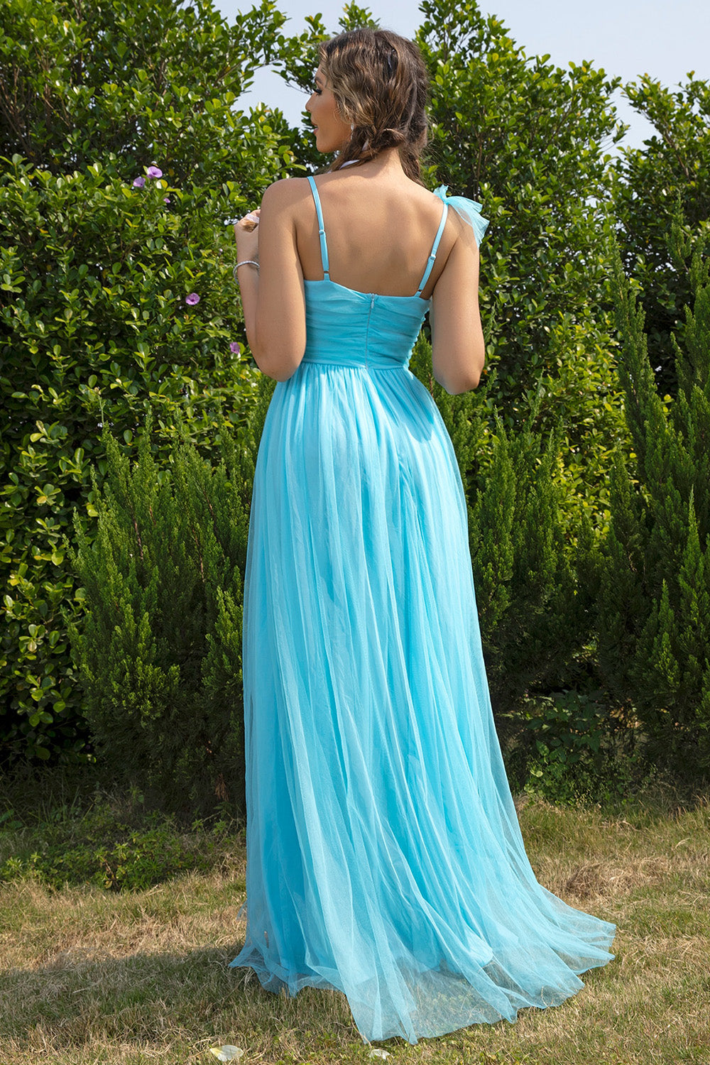 Asymmetrical Ruched Slit Dress - Blushé Belle