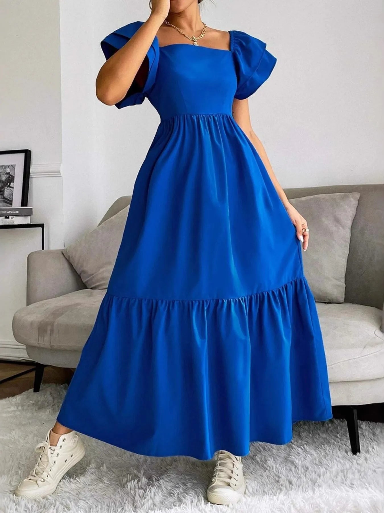 Tiered Square Neck Maxi Dress - Blushé Belle