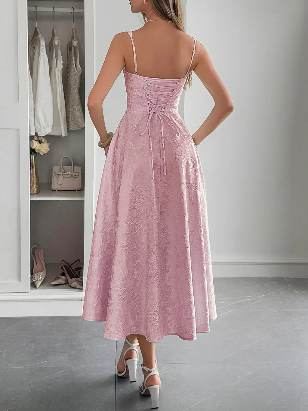Lace-Up Sleeveless Midi Dress - Blushé Belle